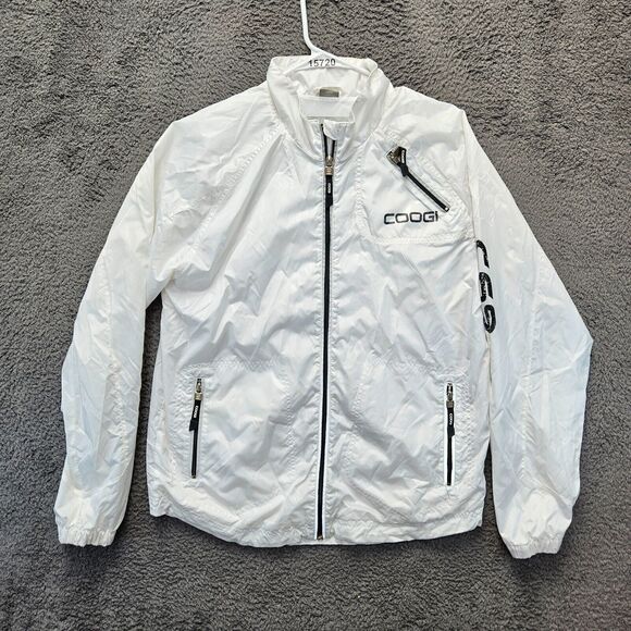 Coogi 69 Jacket Men Size Large White Full Zip Windbreaker Reflective - Picture 1 of 13